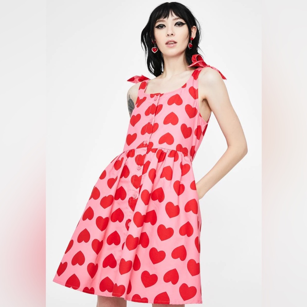 NWT Pink Red Heart Lazy Oaf Dress